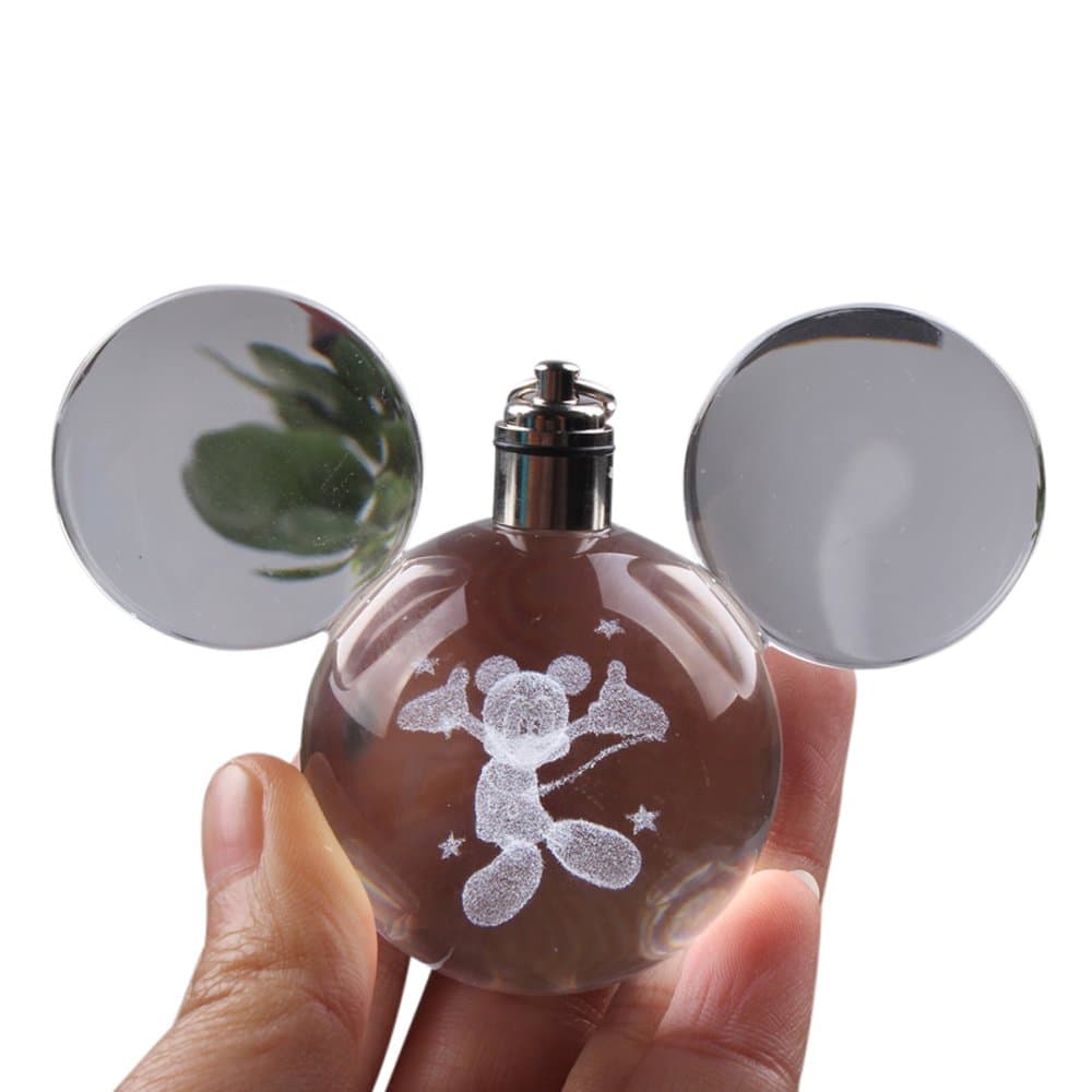 Mickey Mouse Keychain Key Holder Organizer - Personalized LED Clear K9 Crystal Ball Pokeball Key Chain Keyring Holder Ring - Exclusive Keychain Collection for Kids, Teens & Adults
