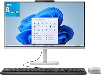 Lenovo 24 23.8" All-in-One Desktop Computer for Home Office, 16GB DDR4 RAM, 512GB PCIe SSD, Intel Processor 8-Core i3-N305, Lifetime Office 365 for Web, FHD AIO PC, WiFi 6, BT 5.2, Win 11, White