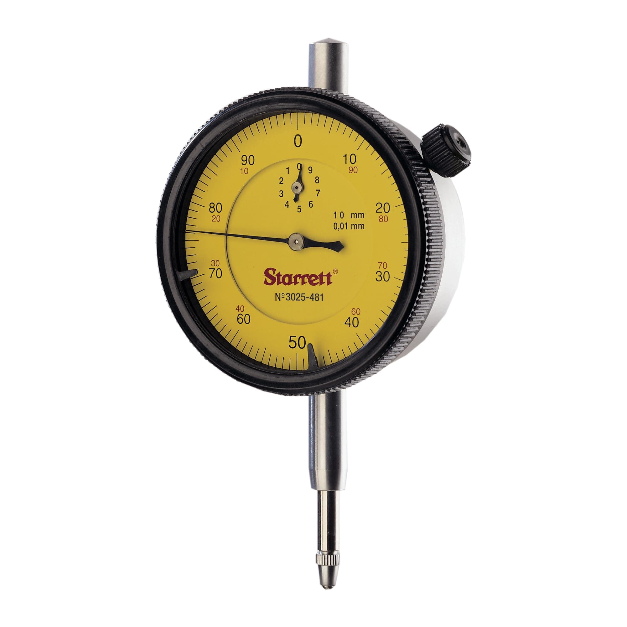 Starrett 3025-481 Dial Indicator Range: 10mm, Dial Reading: 0-100