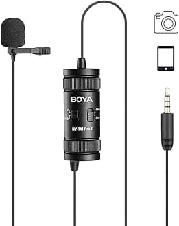 BOYA by-M1 Pro II Lavalier Microphone Noise Cancelling Omnidirectional Mic with Monitoring Port for YouTube Tiktok Interview Broadcast Content Creation