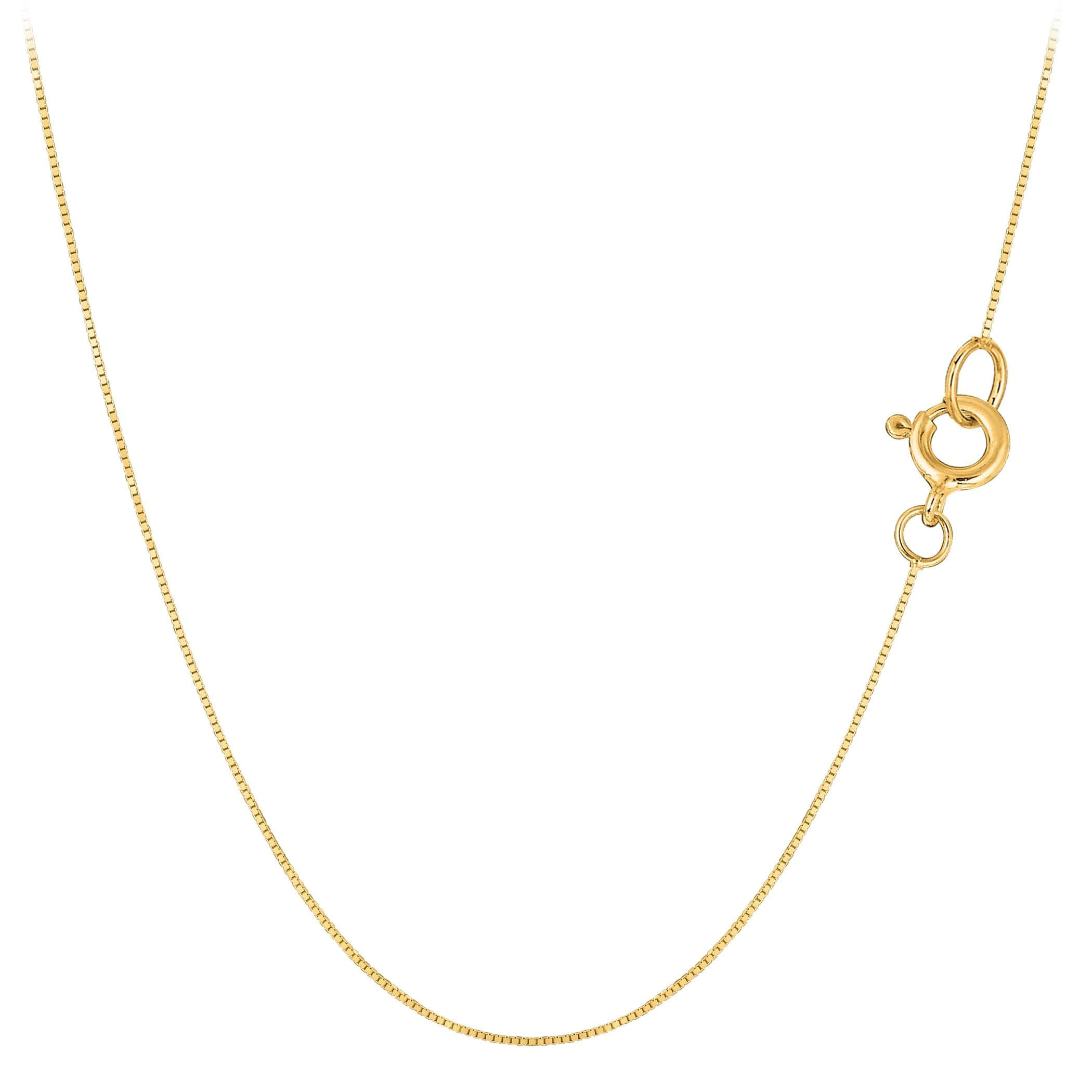 10k Real Solid Gold Mirror Box Style Chain Necklace, 0.45mm