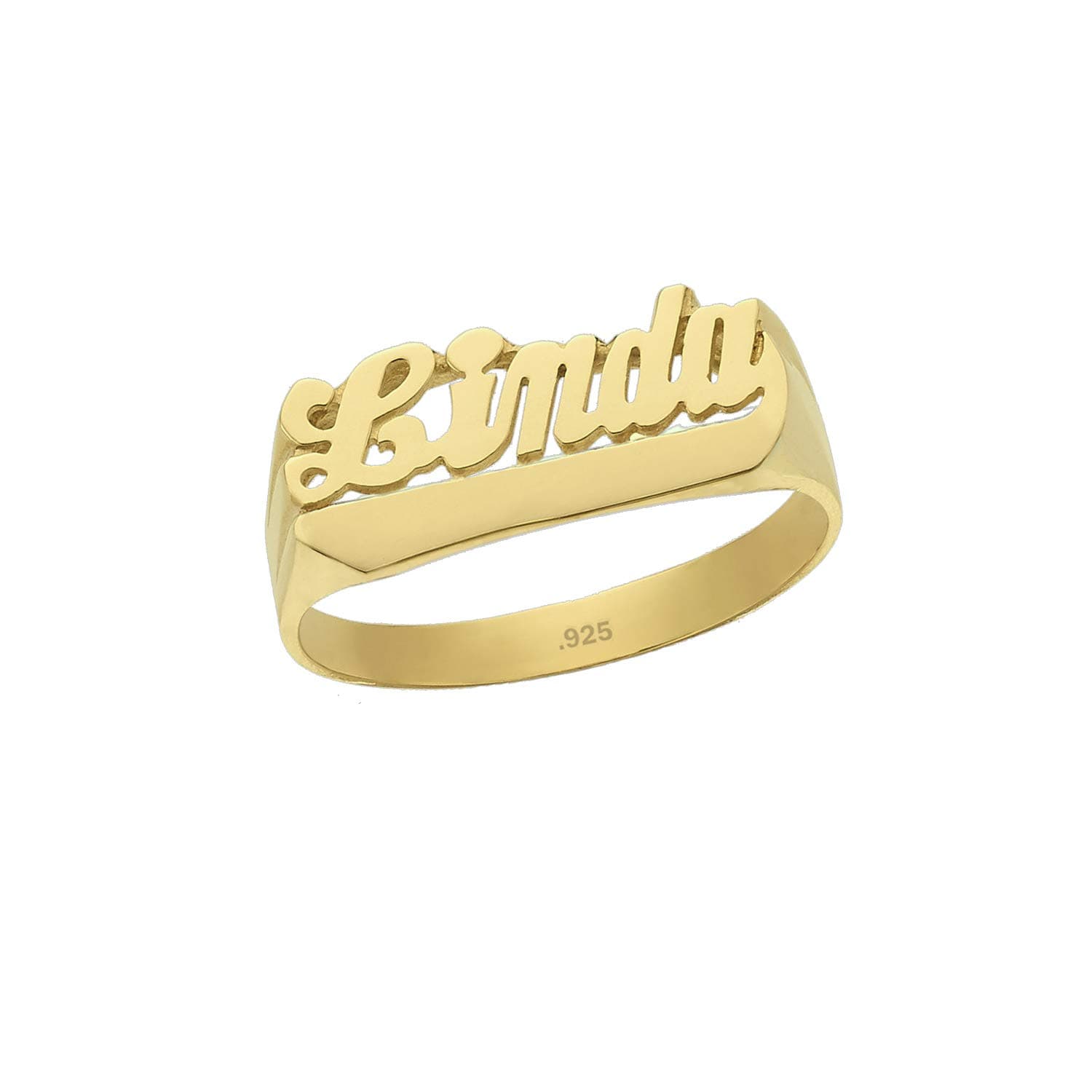 Name Ring - 24K Gold Plated Silver Personalized Ring - Custom with Name of Your Choice - Made in USA