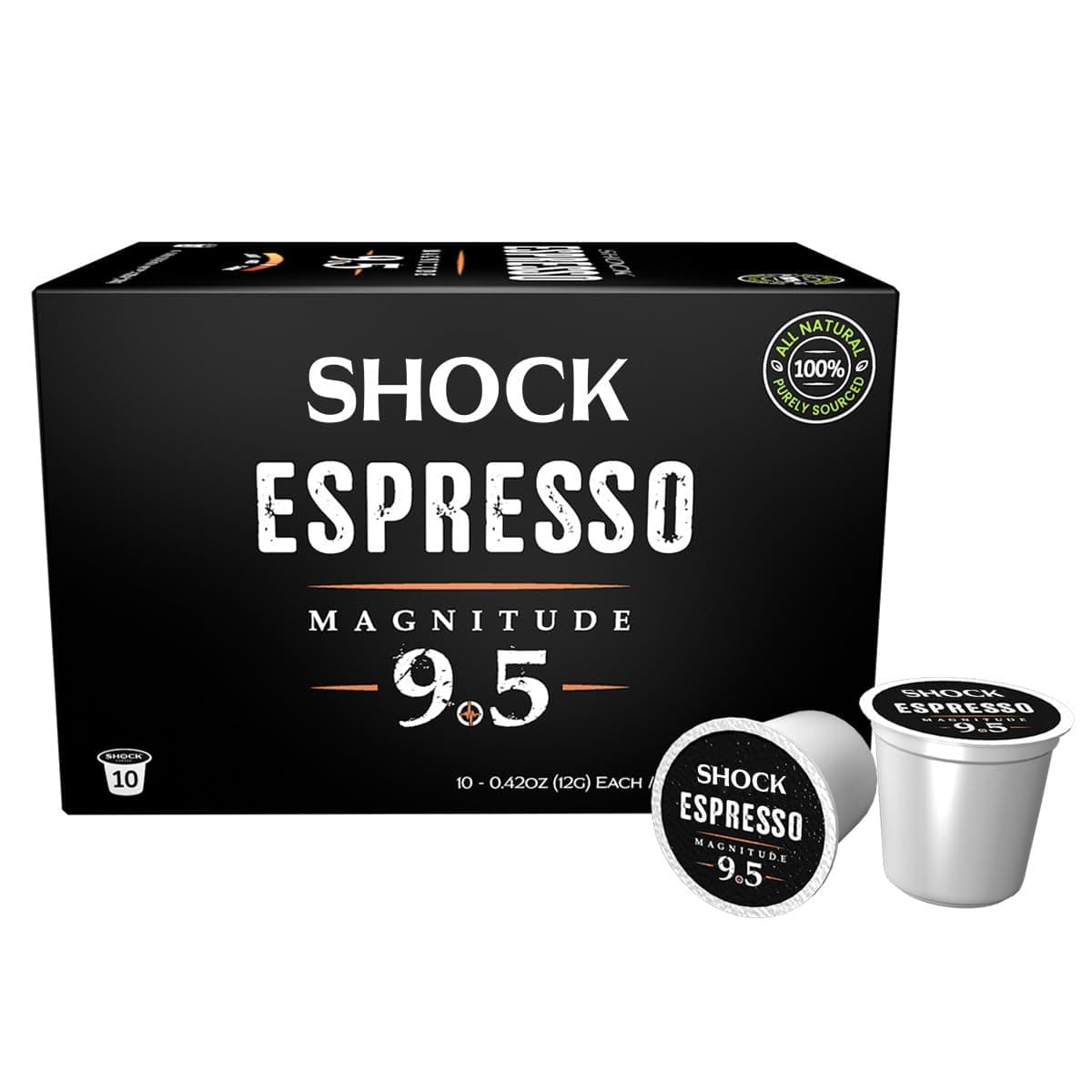 Coffee Espresso 9.5 Single Serve Cups | Extra High Caffeine Strong Coffee | Medium Dark Roast | 10 ct