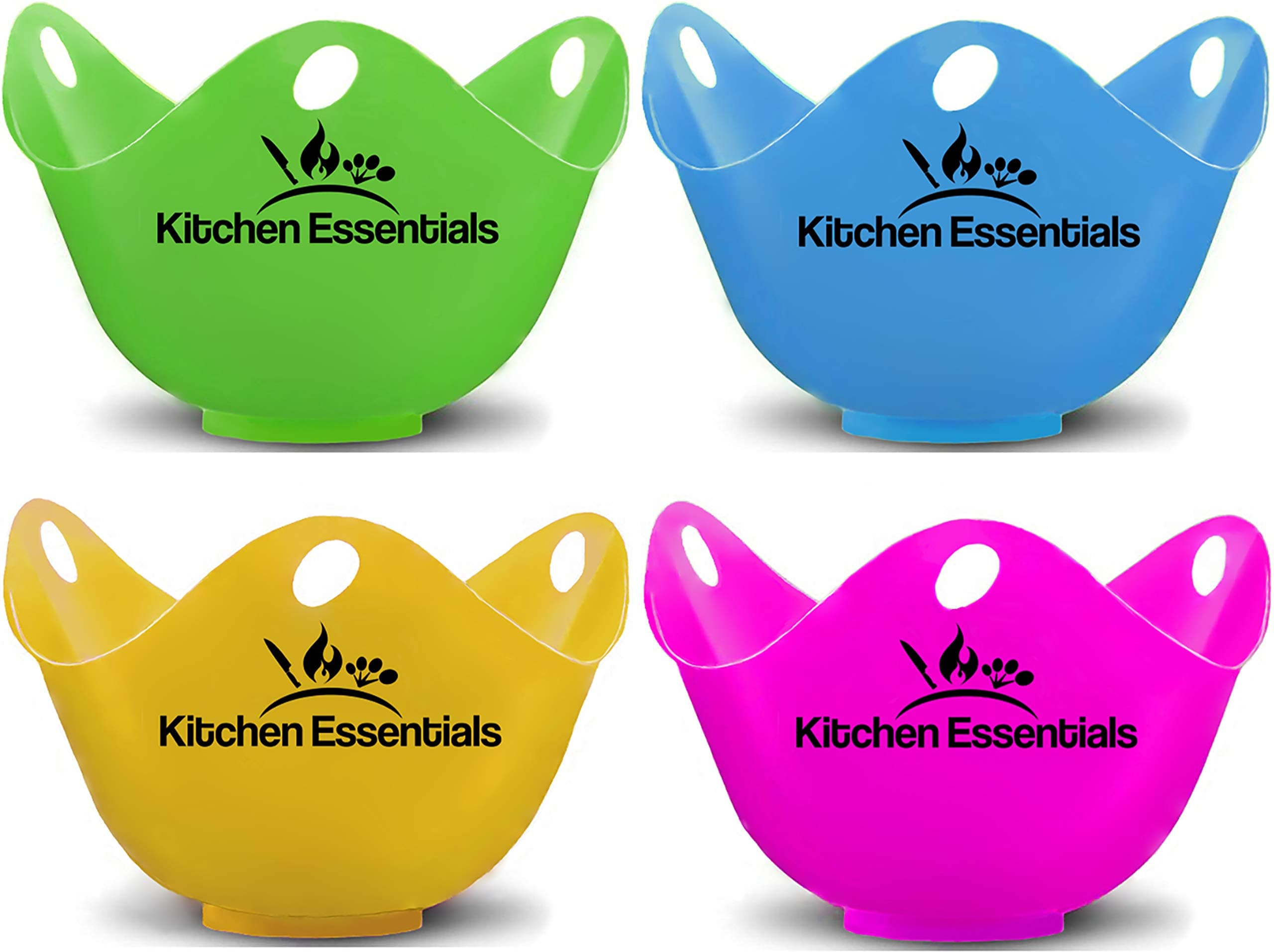 Egg Poacher Cups (4 Pack) With Base Ring for Air Fryer, Pot, Microwave – Premium-Grade Silicone Egg Poachers – BPA-Free Easy-Release Poach Pods, Poached Egg Maker Set: Cooker, Boiler Steamer