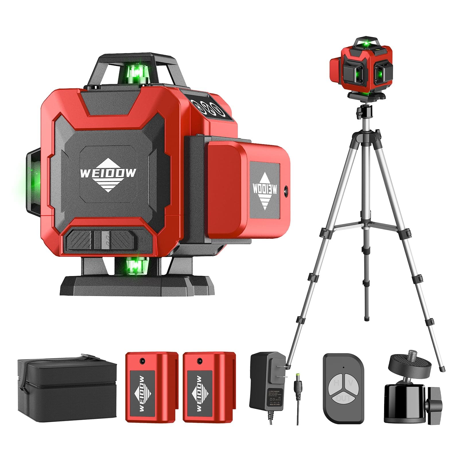 Laser Level 360 Self Leveling with Tripod,WEIDDW 4D Lazer Level,4x360° Cross Line Laser for Construction Project Renovation,Floor Tile, Laser Level Lines Tool