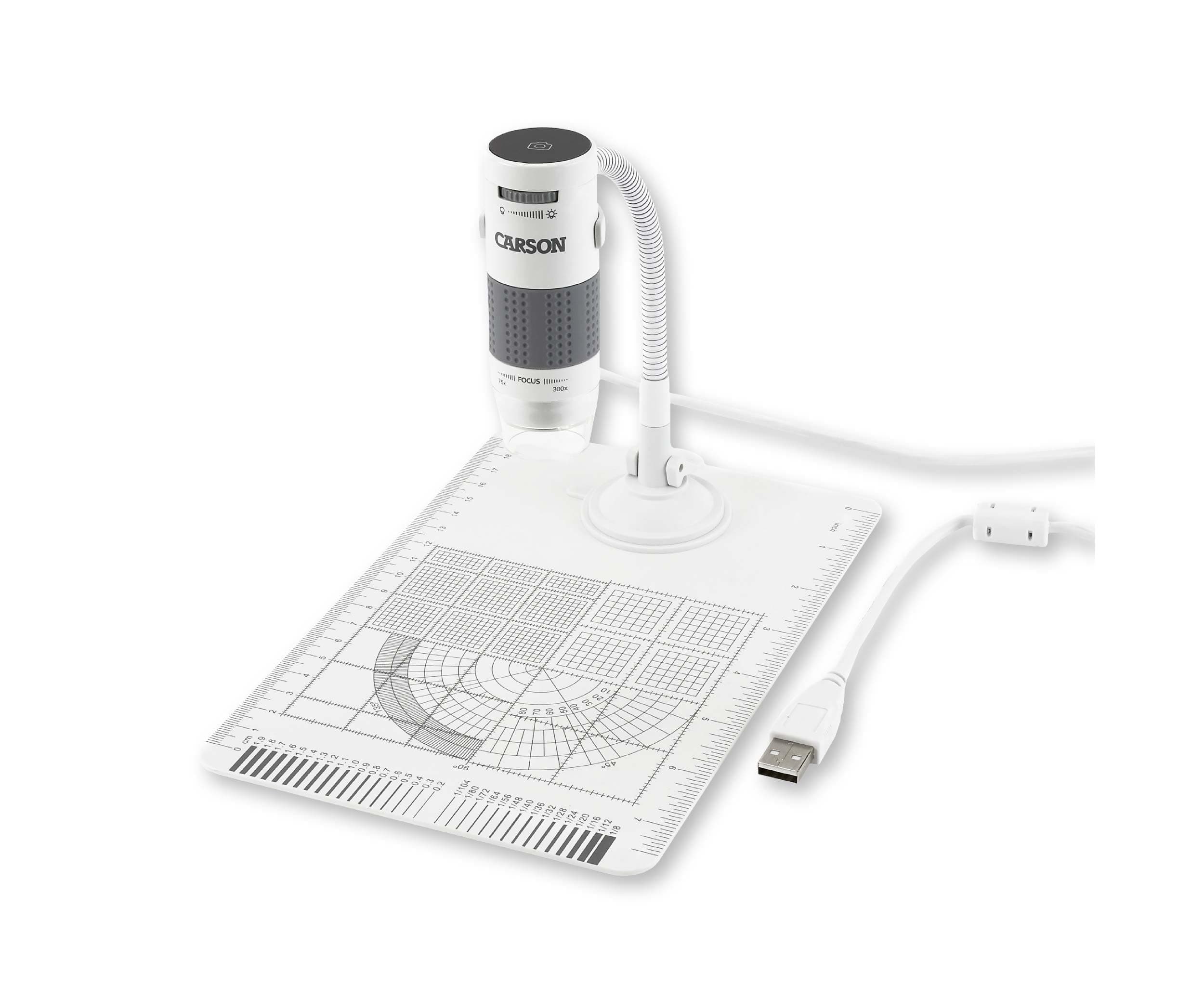 Carson eFlex 75x or 300x Power LED Lighted USB Digital Microscope with Flexible Stand and Base (MM-840)