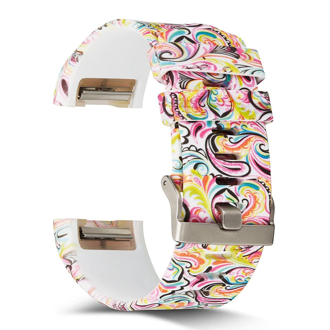 AIWELL Fitbit Charge 2 Bands,Silicone Adjustable Replacement Sport Strap Printed Bands Classic Buckle Fitbit Charge2 HR,Fitbit Charge 2 Accessories Wristbands (Pattern-12, Large)