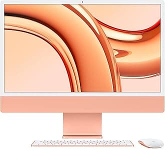 Apple2023 iMac All-in-One Desktop Computer with M3 chip: 8-core CPU, 10-core GPU, 24-inch Retina Display, 8GB Unified Memory, 256GB SSD Storage, Matching Accessories. Works with iPhone/iPad; Orange