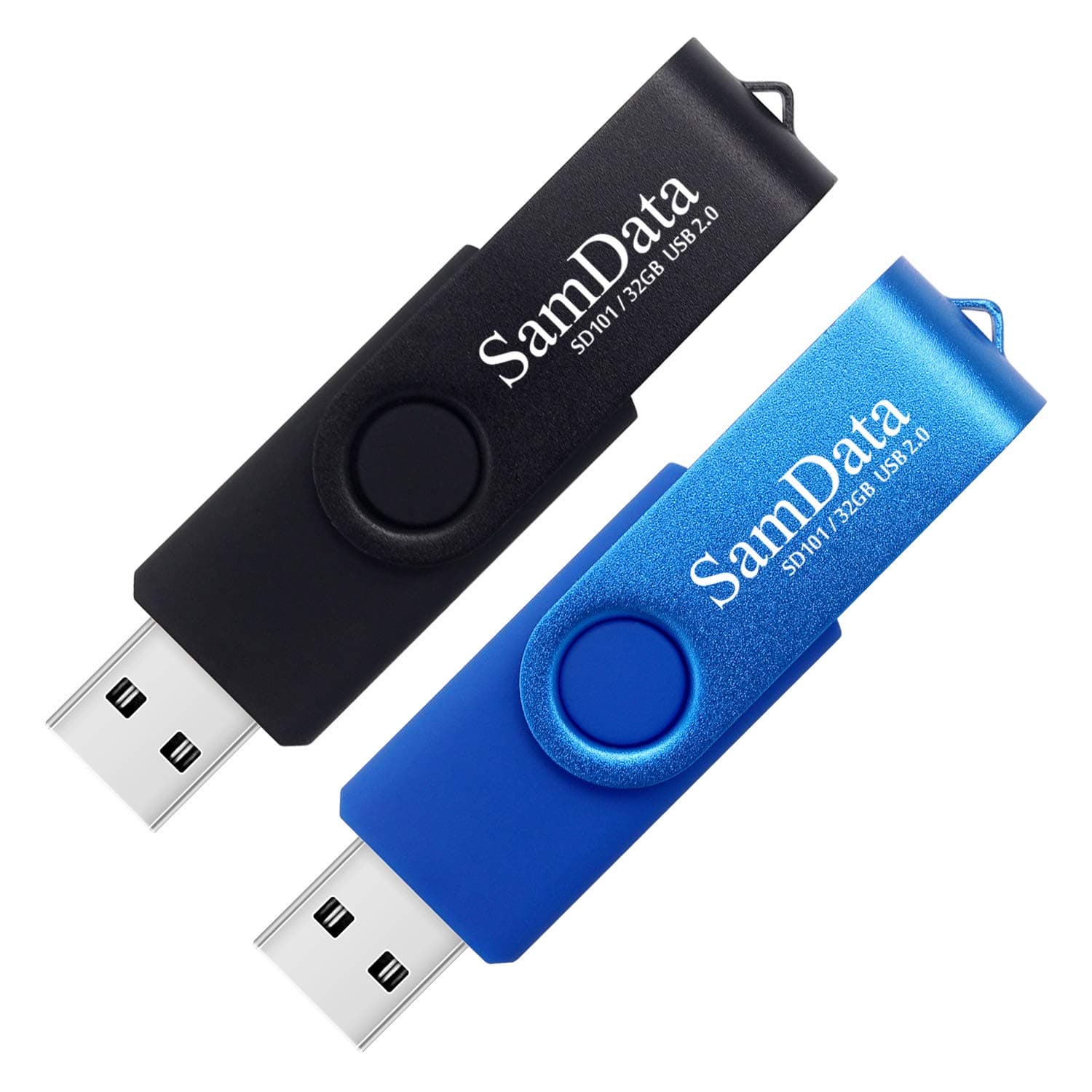 32GB USB Flash Drives 2 Pack 32GB Thumb Drives Memory Stick Jump Drive with LED Light for Storage and Backup (2 Colors: Black Blue)