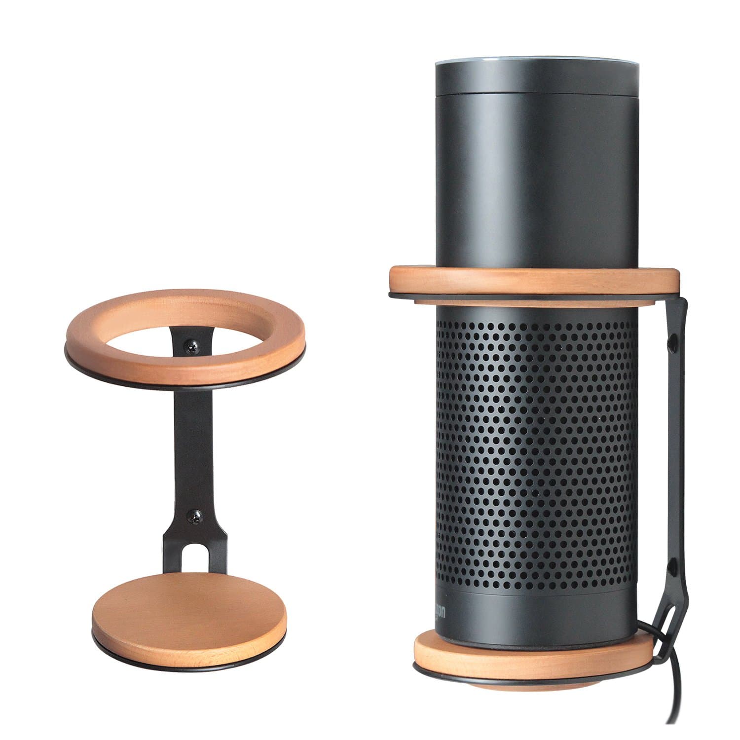 JackCubeDesign Amazon Echo Wall Mount Bamboo Iron Speaker Guard Stand Holder for Alexa Echo with Strong Support – :MK326A