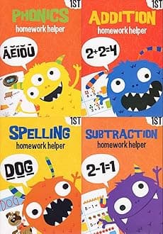 Homework Helper Educational Workbooks - First Grade - Set of 4 Books