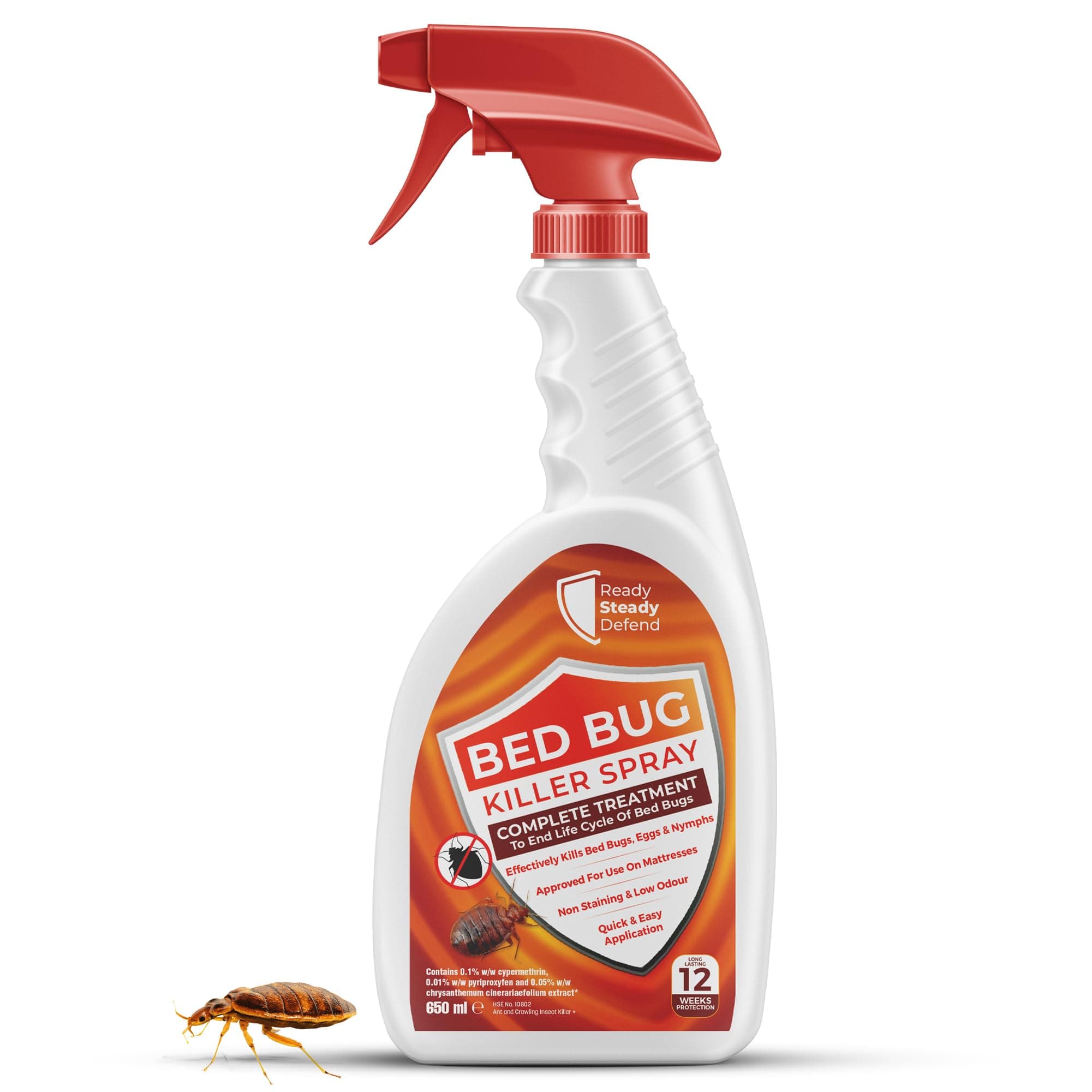Bed Bug Killer Spray 650ml | for Bed Bugs, Eggs, Nymphs and Larvae | Complete Treatment | Spray for Mattresses, Bed Frames & Carpets | Non-Staining & Low Odour, Quick & Easy Application