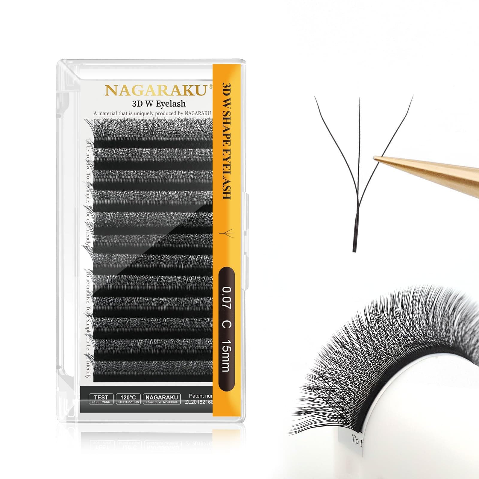 3D Lashes,W Shape Eyelash Extensions 0.07mm C Curl 8-15mm Mix Volume Lashes Hand Woven Long Stem Matte Black Premade Fans 3 Tips False Eyelash