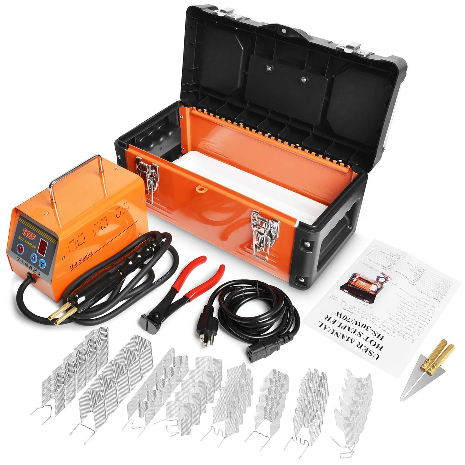 Plastic Welder Repair Machine Kit, 5-Level Adjustable Power, Bumper Plastic Repair Welding Hot Stapler Kit with Storage Tool Box, 110V