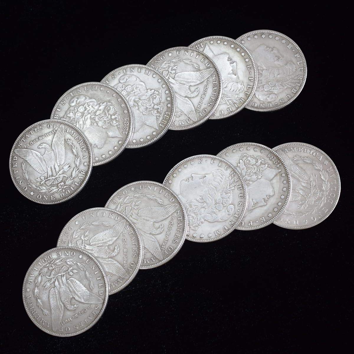 12 Pcs Morgan Dollar (3.8cm Dia) Magic Set Can Be Attracted by Magnets Magic Props Accessories Used in Appearing/Disappearing Coin Magic Performance