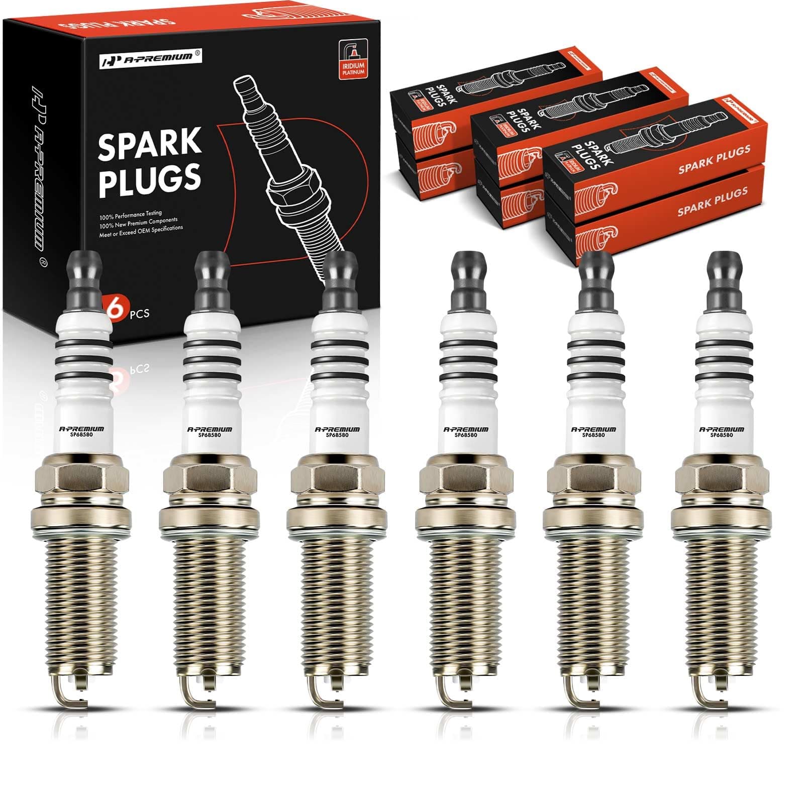 Double Iridium Spark Plug Compatible with Lexus IS250 2006-2015, IS300 2016-2017, IS350 2006-2017, GS300 2006, GS350 2007-2011 2013-2015, GS450h 2007-2011, RC300 2016-2017, RC350, Pack of 6