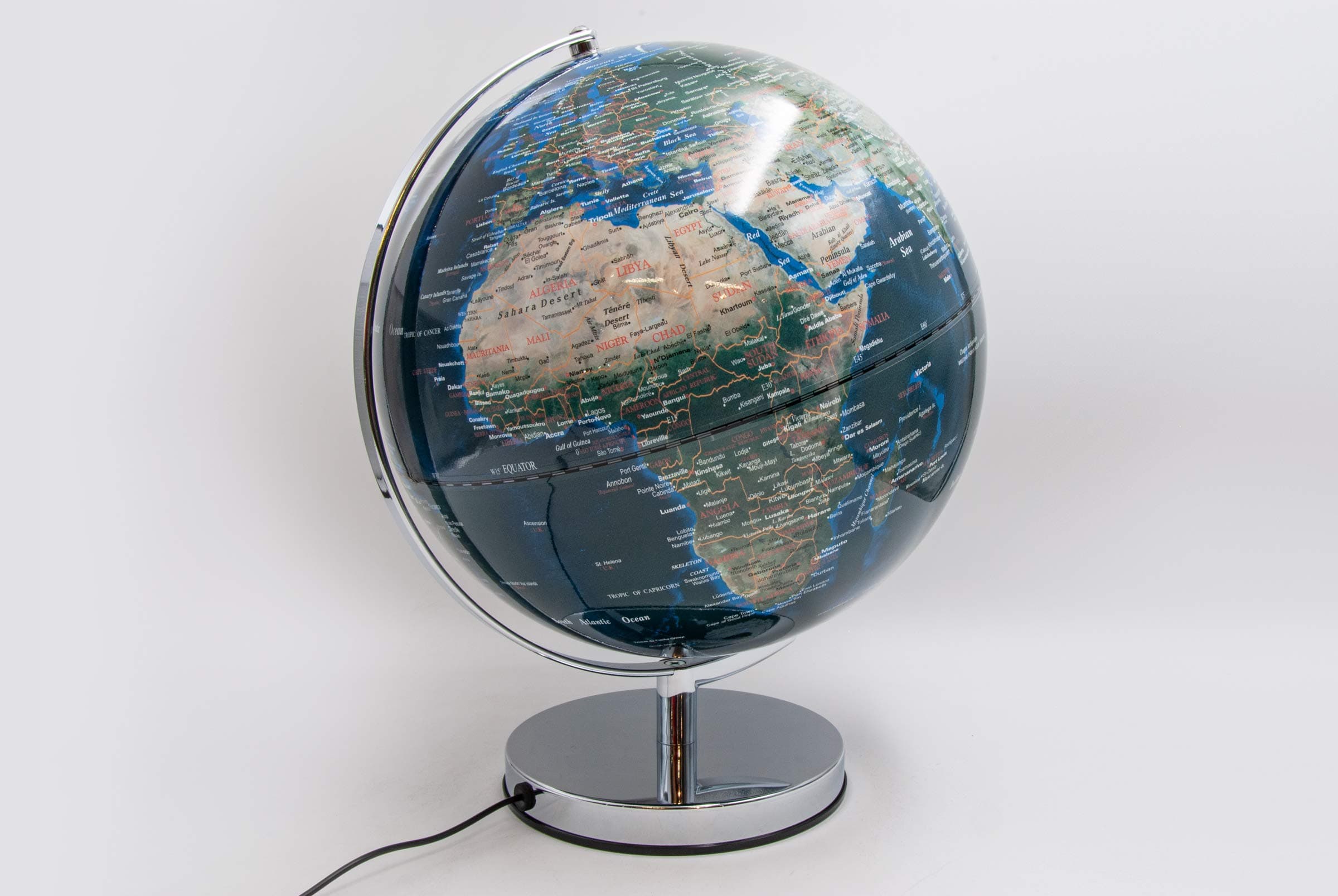 Mascagni Cities Globe Light with USB and Mains Plug Diameter 30 cm Blue